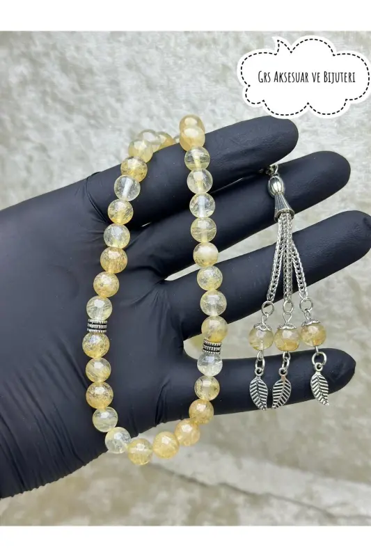 Money And Luck Stone - Citrine Rosary - 33 Beads - Special Cocooon-yellow - GRS OYUNCAK
