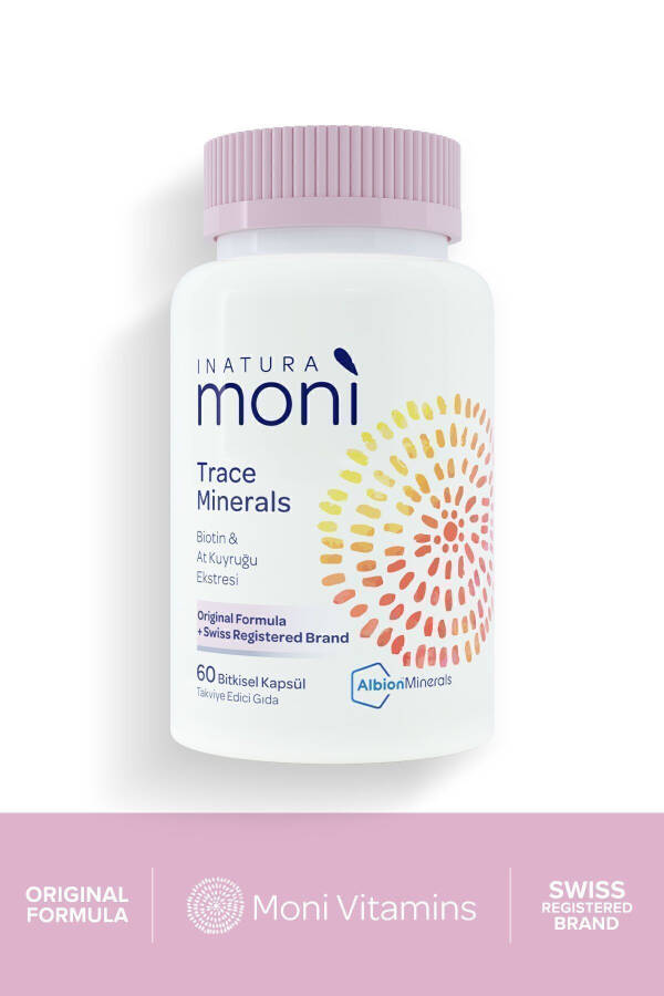 Moni Trace Minerals Hair Skin Nails Vitamin 60 Vegan Capsules Biotin, Zinc, Horsetail (SILICA) - 18