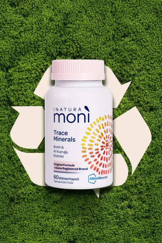 Moni Trace Minerals Hair Skin Nails Vitamin 60 Vegan Capsules Biotin, Zinc, Horsetail (SILICA) - 9