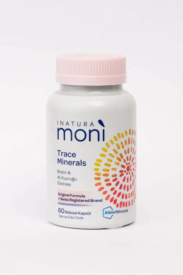 Moni Trace Minerals Soch, Teri va Tirnoq Vitamini 60 Vegan Kapsula Biotin, Sink, Otquyruq (SILITSIY) - 1