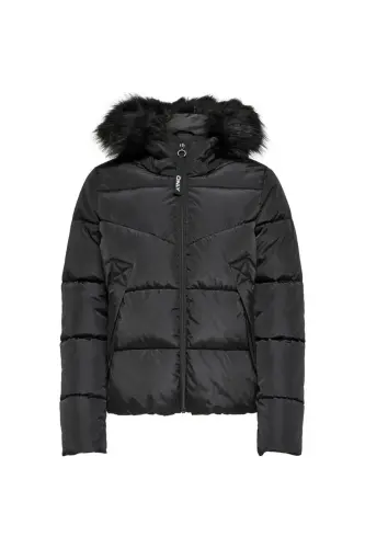 Monica Siyah Şişme Kışlık Mont - Çıkarılabilir Kürk 15205638-BSiyah - 7