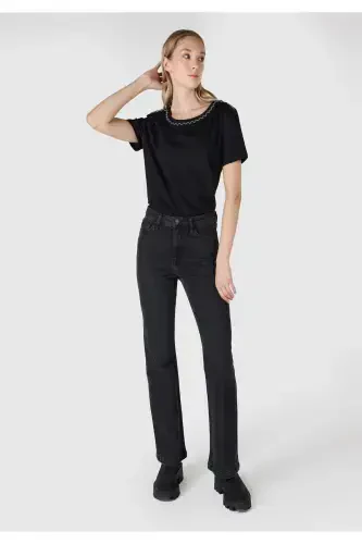 Monica Women's Jean Pants, Regular Fit, Mid Rise, Bootcut Leg, Blue - 6