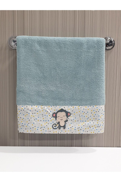 Monkey Pattern Embroidered Single Piece Baby Towel Set 50x90 Cm 100% Cotton - TANEM HOME