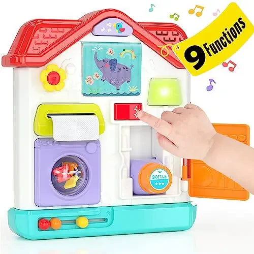 MONLEKIDS Busy Board for 1 Year Old Girl Gifts, 9 in 1 Toddlers Montessori Toys with Light & Music, Baby Toys 12-18 Months Early Educational Learning Infant Birthday Gift Easter Basket Stuffers - 1