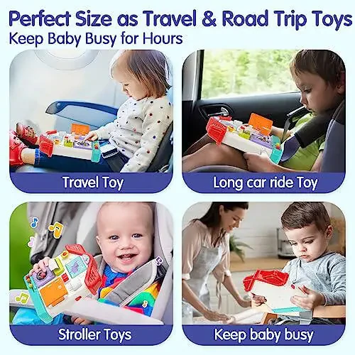 MONLEKIDS Busy Board for 1 Year Old Girl Gifts, 9 in 1 Toddlers Montessori Toys with Light & Music, Baby Toys 12-18 Months Early Educational Learning Infant Birthday Gift Easter Basket Stuffers - 4