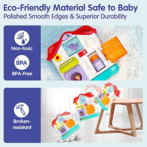 MONLEKIDS Busy Board for 1 Year Old Girl Gifts, 9 in 1 Montessori Toys for 1 Year Old Girl Toys with Light & Music, Baby Toys 12-18 Months 1 Year Old Girl Birthday Gift - 6