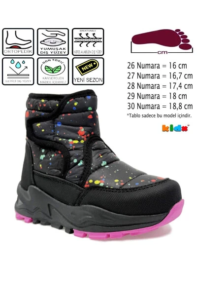 Monny Comfortable and Warm Orthopedic Girl's Karbotu Black Fuchsia - KIDX (1)