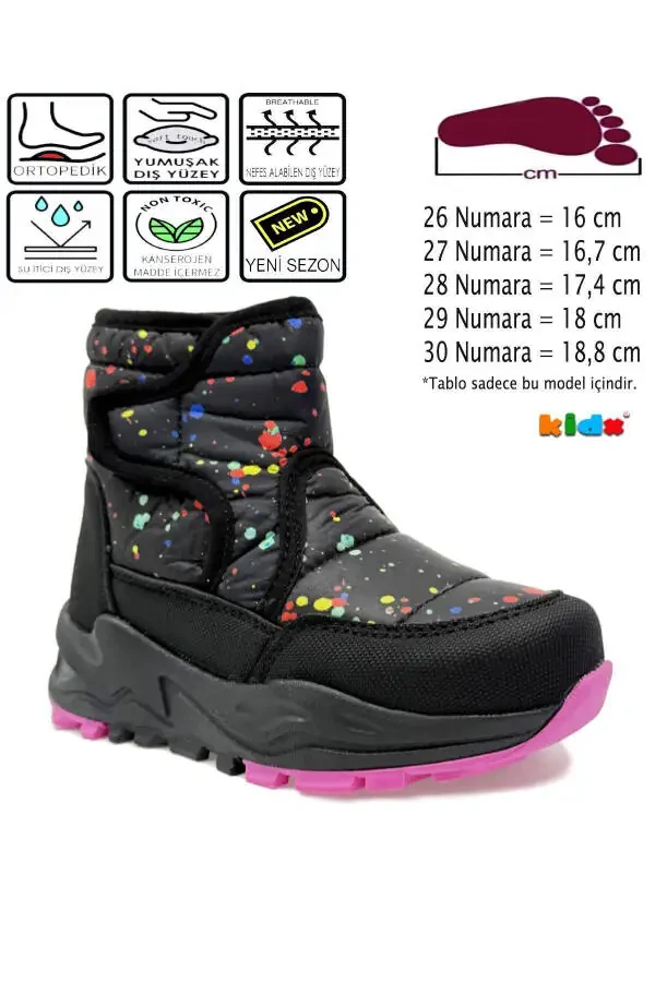 Monny Comfortable and Warm Orthopedic Girl's Karbotu Black Fuchsia - 2