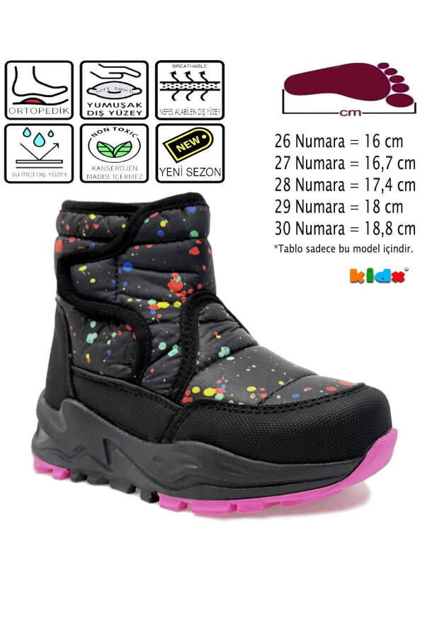 Monny Comfortable and Warm Orthopedic Girl's Karbotu Black Fuchsia - 2