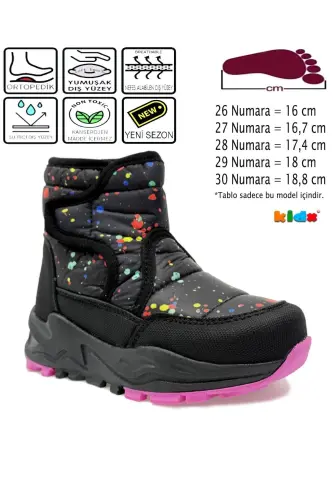 Monny Comfortable And Warm Orthopedic Girls Snow Boot Black Fuchsia - Black Fuchsia - 2