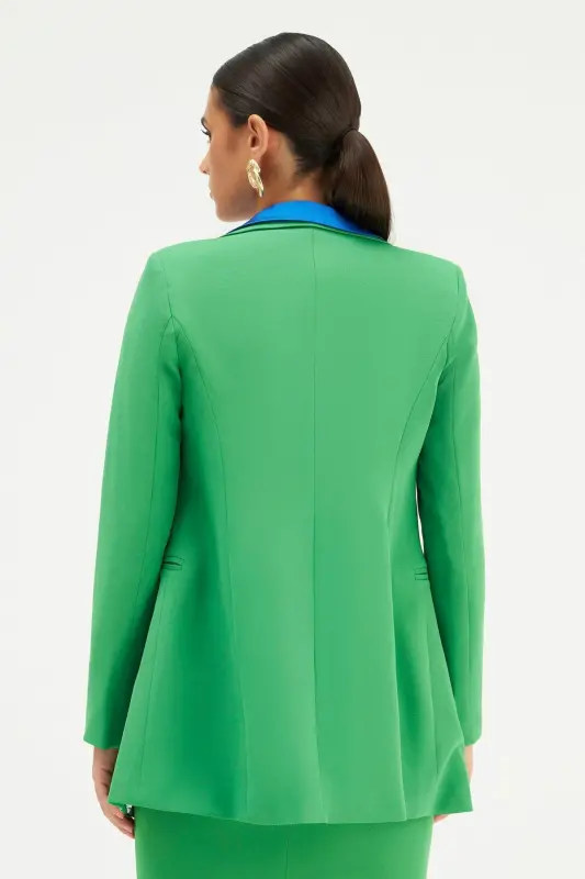 Mono Collar Classic Jacket - Green-GREEN - 6