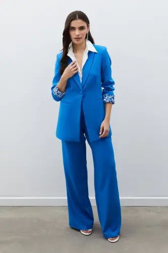 Mono Collar Classic Jacket - Indigo-INDIGO - SATEEN (1)