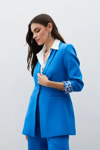 Mono Collar Classic Jacket - Indigo-INDIGO - 3