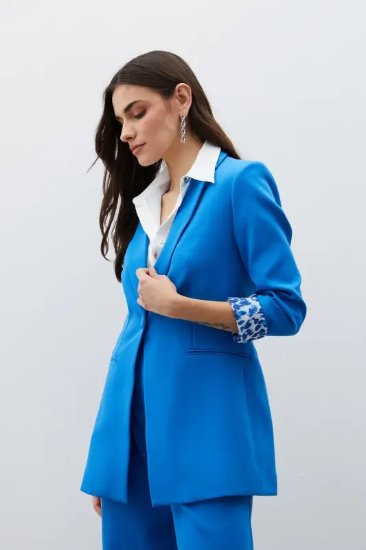 Mono Collar Classic Jacket - Indigo-INDIGO - 3