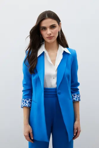 Mono Collar Classic Jacket - Indigo-INDIGO - 4