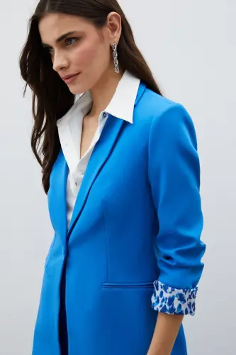 Mono Collar Classic Jacket - Indigo-INDIGO - 6