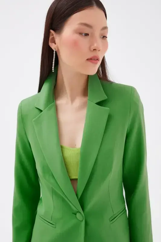 Mono Collar Classic Jacket - Light Green-LIGHT GREEN - 1