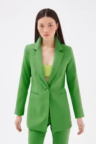 Mono Collar Classic Jacket - Light Green-LIGHT GREEN - 2
