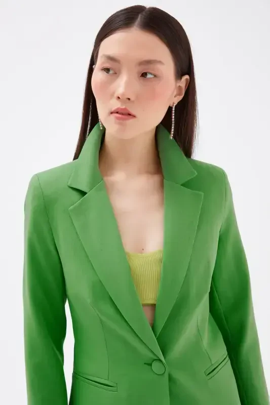 Mono Collar Classic Jacket - Light Green-LIGHT GREEN - 3