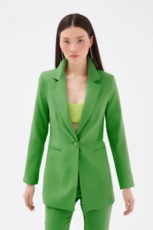 Mono Collar Classic Jacket - Light Green-LIGHT GREEN - 4