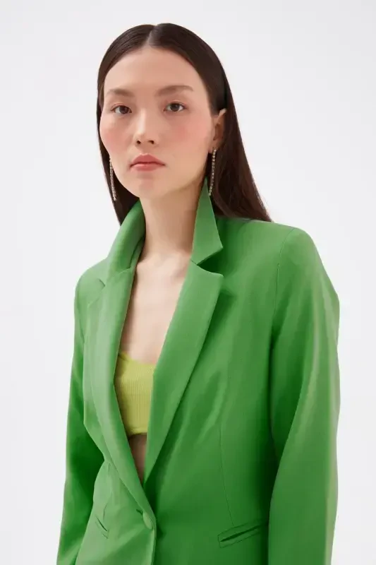 Mono Collar Classic Jacket - Light Green-LIGHT GREEN - 6