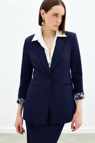 Mono Collar Classic Jacket -navy blue-navy blue - 3