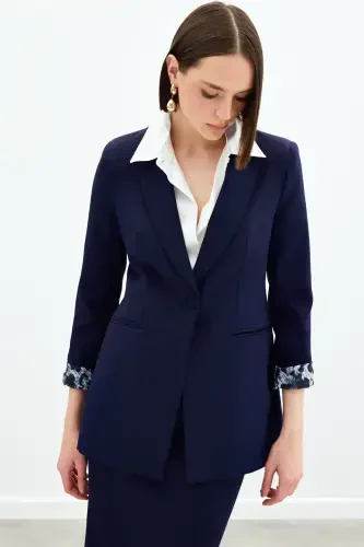 Mono Collar Classic Jacket -navy blue-navy blue - 4