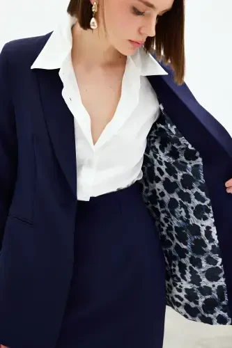 Mono Collar Classic Jacket -navy blue-navy blue - 5