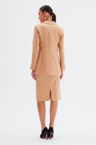 Mono Yaka Klasik Ceket - Açık Camel-AÇIK CAMEL - 6