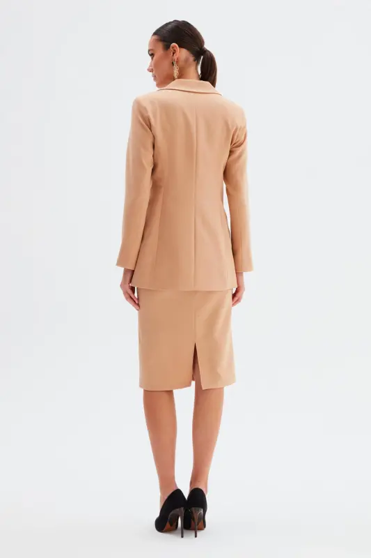 Mono Yaka Klasik Ceket - Açık Camel-AÇIK CAMEL - 6