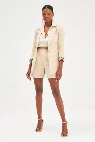 Mono Yaka Klasik Ceket - Bej-BEJ - 3