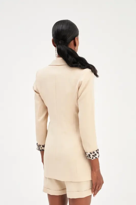 Mono Yaka Klasik Ceket - Bej-BEJ - 7
