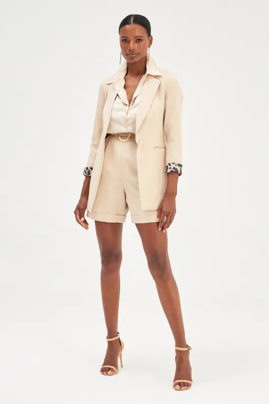 Mono Yaka Klasik Ceket - Bej-BEJ - 3