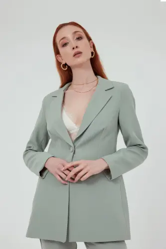 Mono Yaka Klasik Ceket - Çağla Yeşili-ÇAĞLA YEŞİLİ - 2