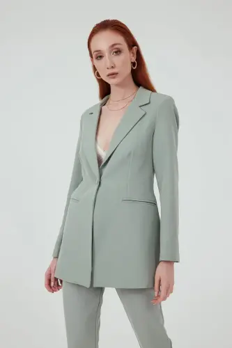 Mono Yaka Klasik Ceket - Çağla Yeşili-ÇAĞLA YEŞİLİ - 4