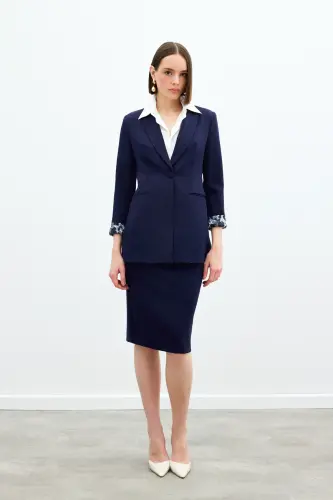 Mono Yaka Klasik Ceket -lacivert-lacivert - SATEEN (1)
