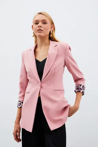 Mono Yaka Klasik Ceket - Pudra - PUDRA - Sateen (1)