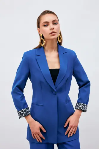 Mono Yaka Klasik Ceket - Sax Mavi-SAX MAVİ - 1