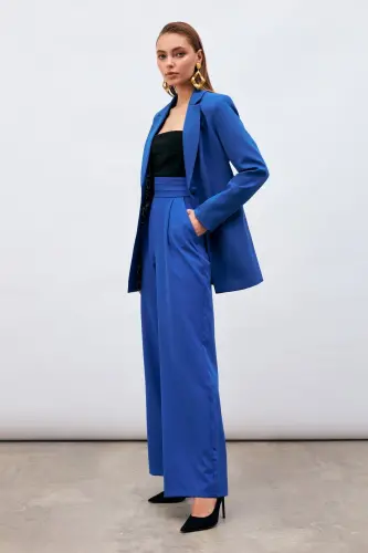 Mono Yaka Klasik Ceket - Sax Mavi-SAX MAVİ - 4