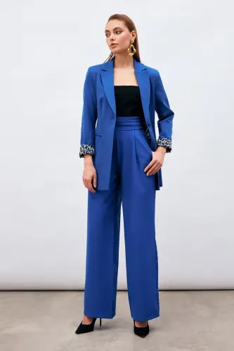 Mono Yaka Klasik Ceket - Sax Mavi-SAX MAVİ - 5