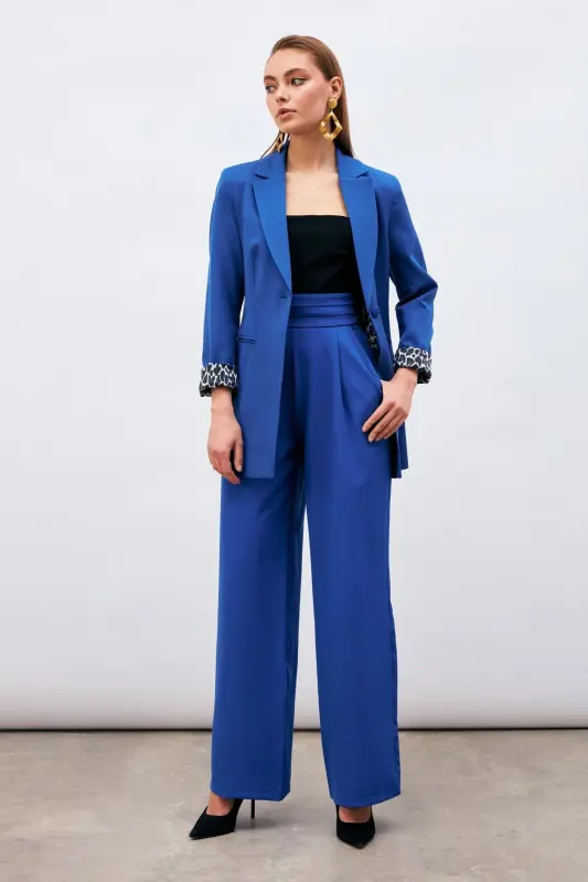 Mono Yaka Klasik Ceket - Sax Mavi-SAX MAVİ - 5