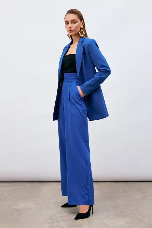 Mono Yaka Klasik Ceket - Sax Mavi-SAX MAVİ - 4