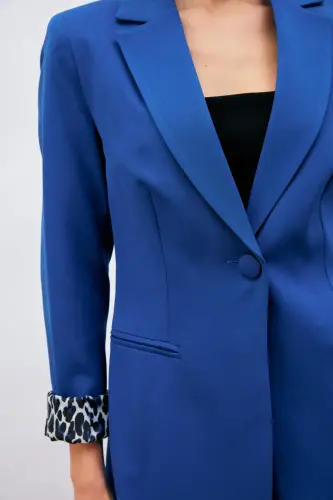 Mono Yaka Klasik Ceket - Sax Mavi-SAX MAVİ - 8