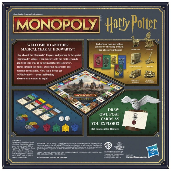 Monopoly Harry Potter Nashri Stol O'yini, 2 dan 6 gacha O'yinchilar uchun Oilaviy O'yinlar, 8+ Yosh - 9