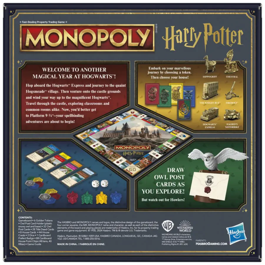 Monopoly Harry Potter Nashri Stol O'yini, 2 dan 6 gacha O'yinchilar uchun Oilaviy O'yinlar, 8+ Yosh - 9