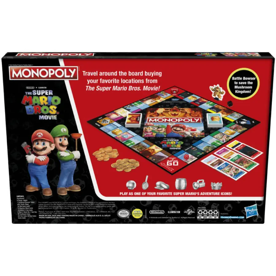 Monopoly Super Mario Bros. Kino Filmi Nashri Bolalar Stol O'yini, Bowser Belgisi bilan birga keladi. - 7