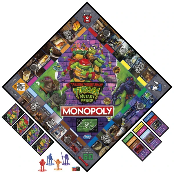 Monopoly Teenage Mutant Ninja Turtles: Mutant Mayhem nashri, 8 yoshdan katta bolalar uchun stol o'yini. - 2