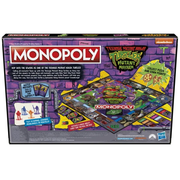 Monopoly Teenage Mutant Ninja Turtles: Mutant Mayhem nashri, 8 yoshdan katta bolalar uchun stol o'yini. - 5