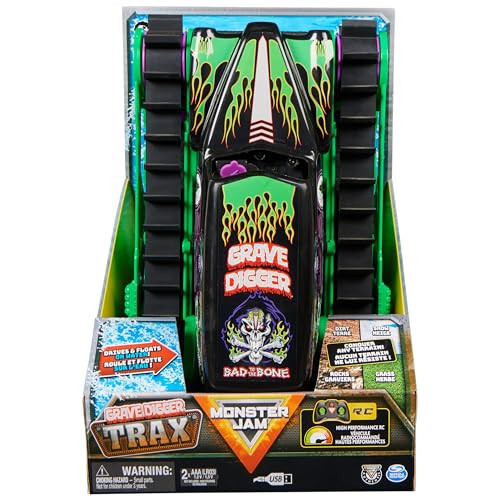 Monster Jam, Официальная машина Grave Digger Trax для бездорожья с дистанционным управлением, масштаб 1:15, Игрушки для мальчиков и девочек от 4 лет - 2