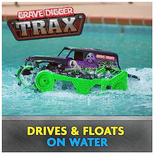 Monster Jam, Официальная машина Grave Digger Trax для бездорожья с дистанционным управлением, масштаб 1:15, Игрушки для мальчиков и девочек от 4 лет - 3